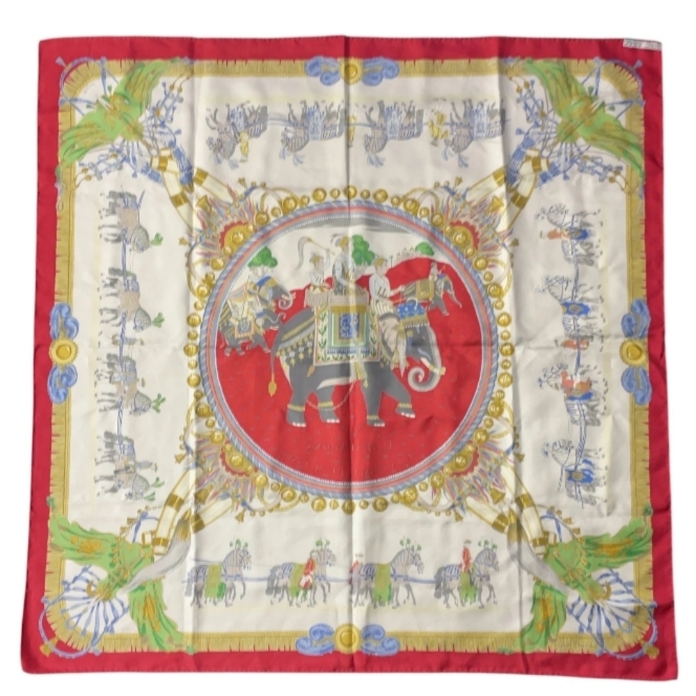 SALE! Authentic Hermes Carre 90 Caparacon Vtg Red/Multicolor Silk Scarf W Box - Picture 3 of 11